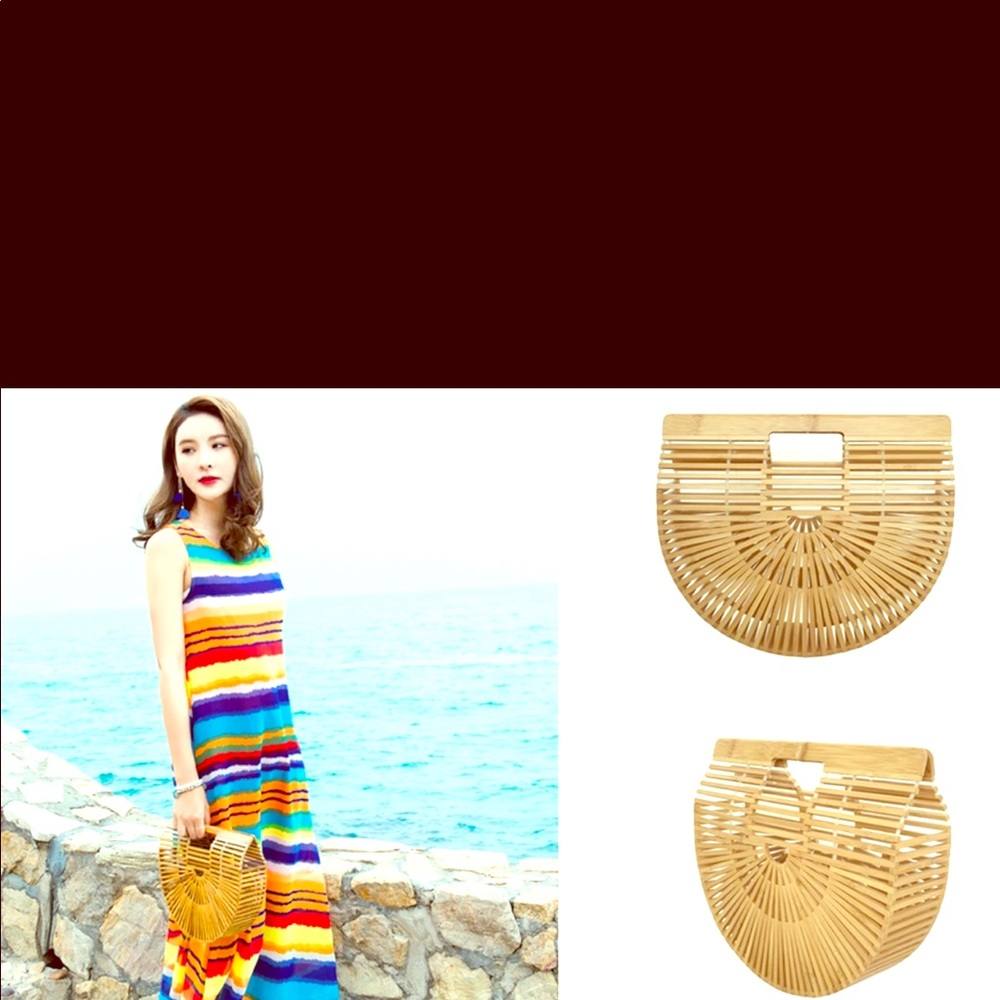 Bamboo  handbags semicircle moon
